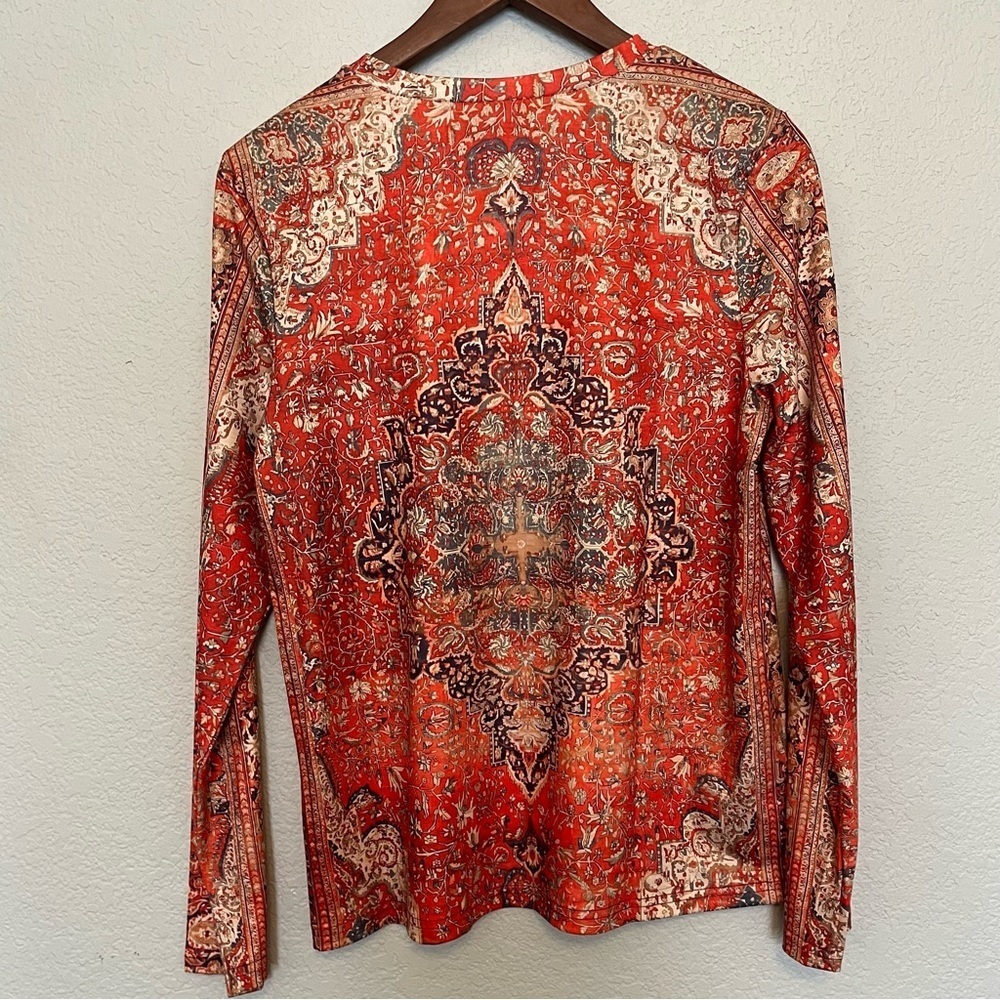 Noracora Colorful Patterned Boho Graphic Long Sleeve Top Women's Medium NWT - Picture 8 of 10